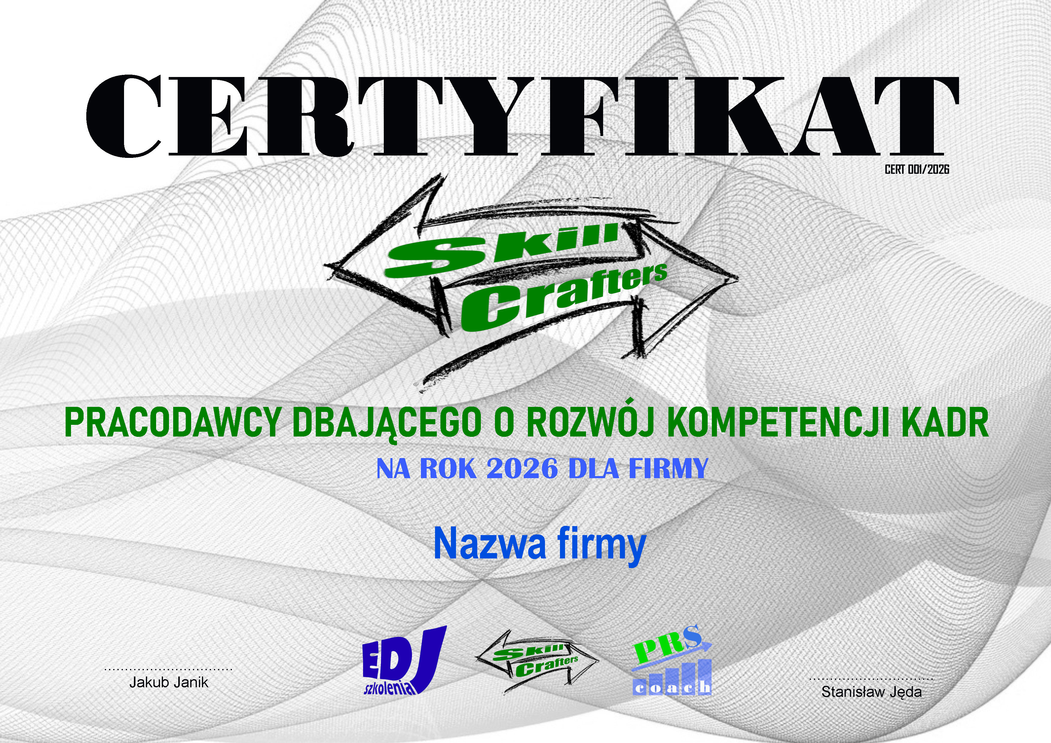 Certyfikat SkillCrafters – wzór